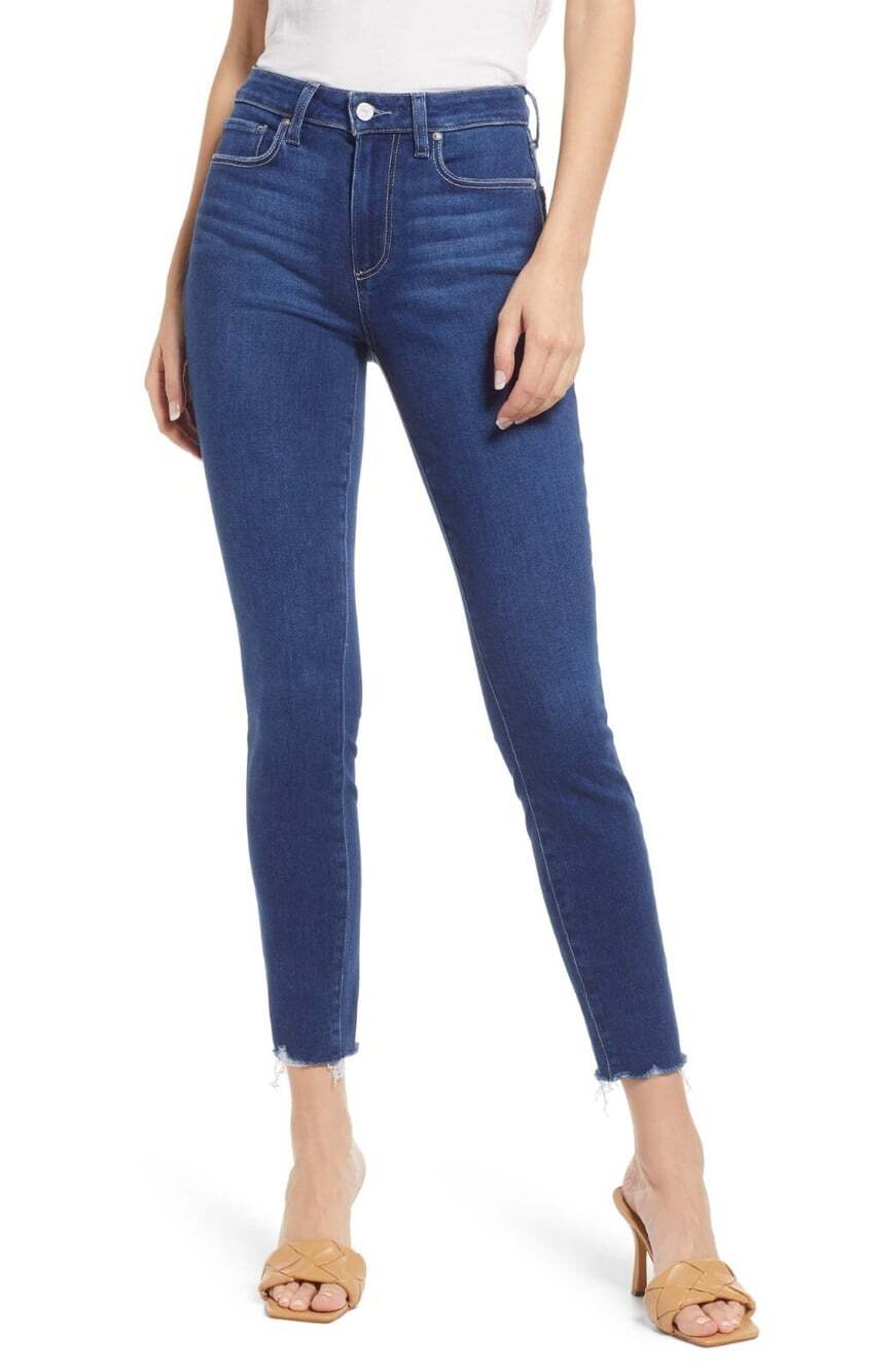 Paige Bombshell Montreux Ragged Fray Size 26 Mid Rise Denim Ankle Skinny Jeans